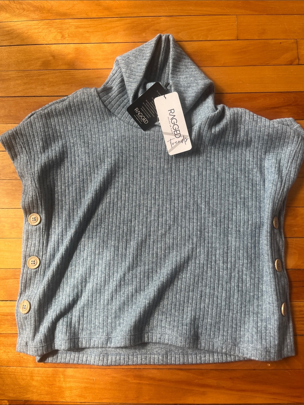 Light Blue Ribbed Mock Neck Crop Sweater